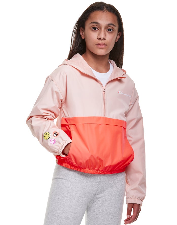 Chaqueta Champion Niña - Colorblock Windbreaker Smiley Face ( Coral/Naranjas ) 8345907-LR